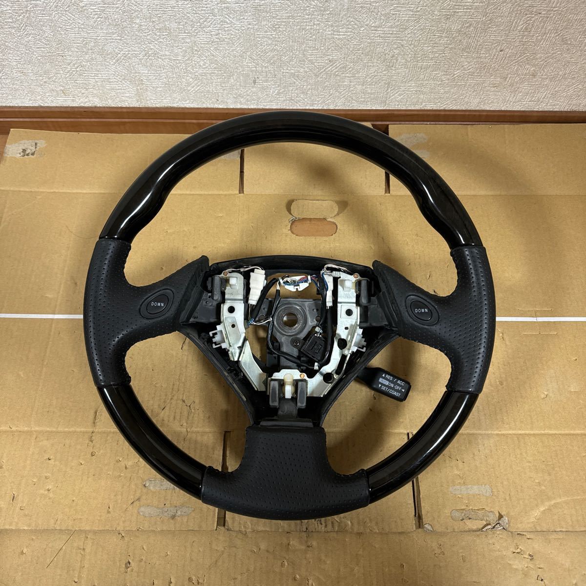 希少 16 アリスト 純正ステアリング ウッドコンビハンドル JZS160 JZS161