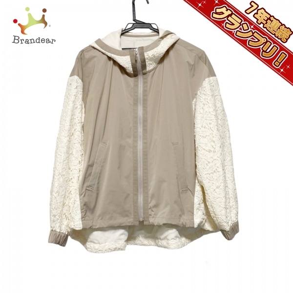 レリアン Leilian ブルゾン サイズ9 M - アイボリー×グレーベージュ レディース 長袖/レース/春/秋 ジャケット