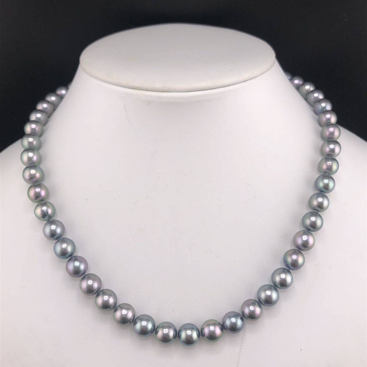 E11-0534 箱付き☆アコヤパールネックレス 8.0mm~8.5mm 45cm 43.0g (アコヤ真珠 Pearl necklace SILVER )