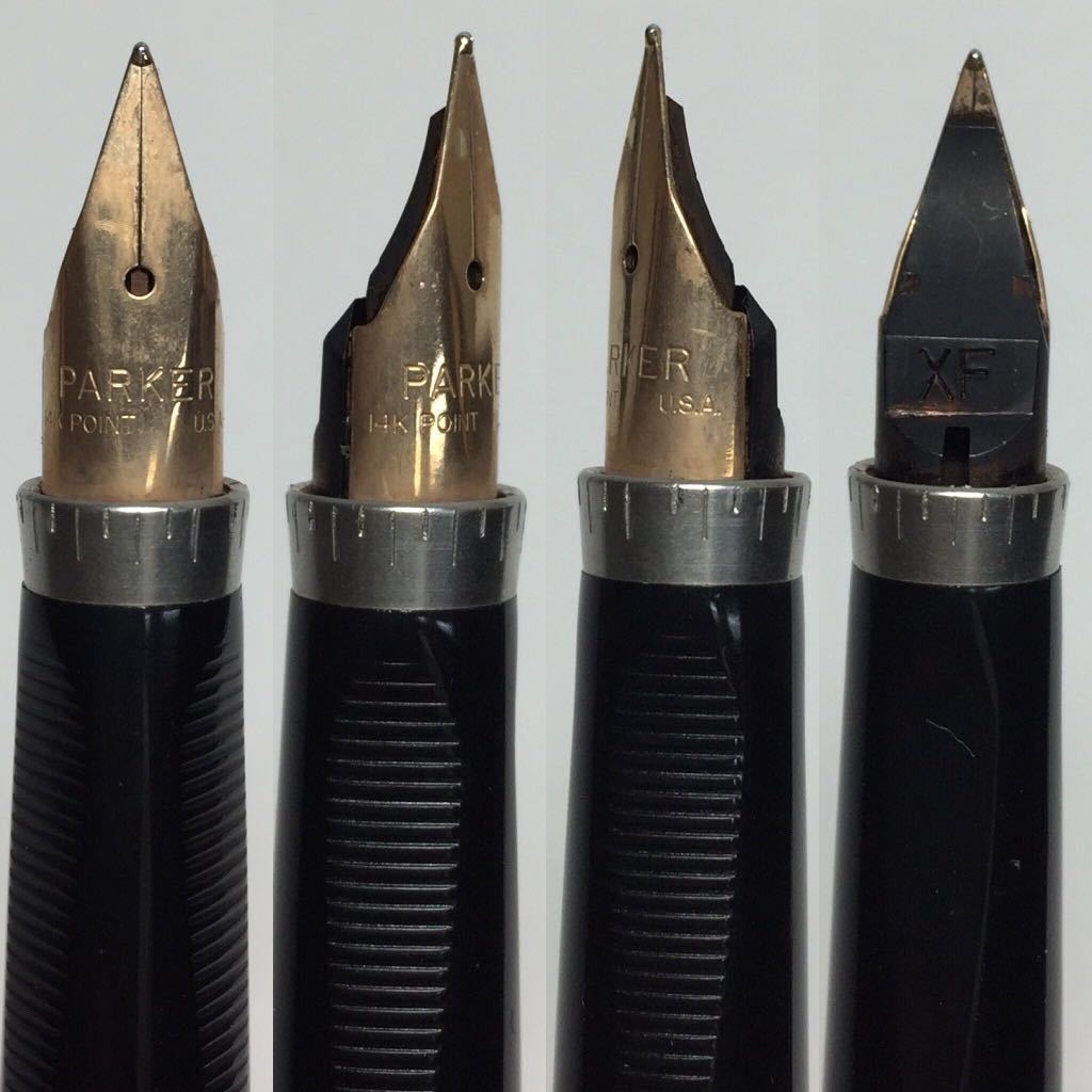 PARKER パーカー 75 14KGF 万年筆 14Kペン先 XF ◇PARKER パーカー 万年筆 75 ペン先 14K POINT XF 刻印 USA シルバー