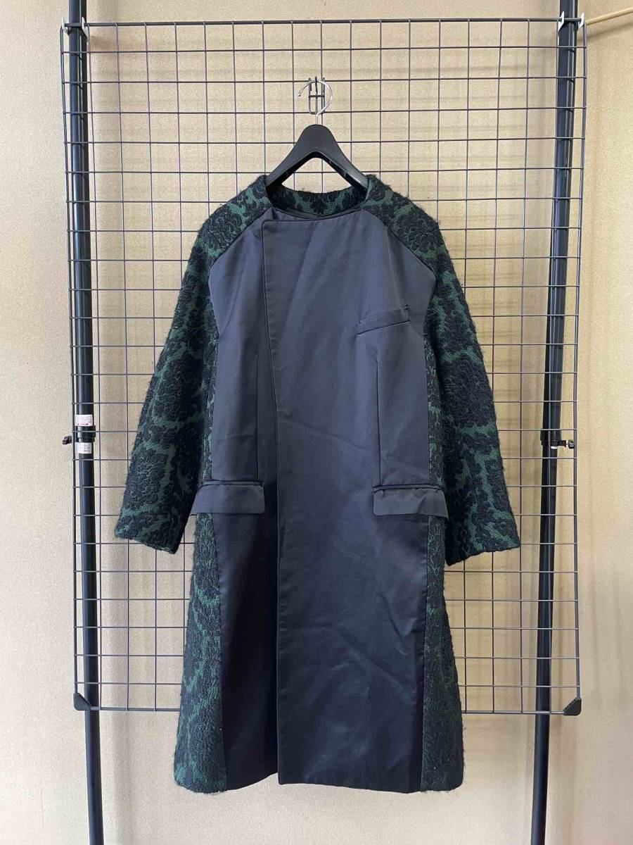 【TOGA/トーガ】TOGA ARCHIVES Jacquard Switching No-Collar Coat size1 MADE IN JAPAN ジャガード 切替し ノーカラーコート ウール