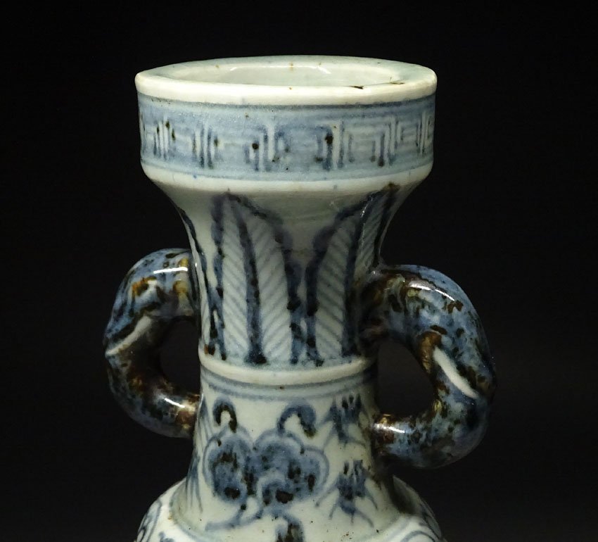 中国古玩　染付 双耳 大花瓶 高約43.2cm 清朝 時代物 中国美術 花瓶 中国古玩 染付 双耳 大花瓶 高約43.2cm 清朝 時代物 中国美術