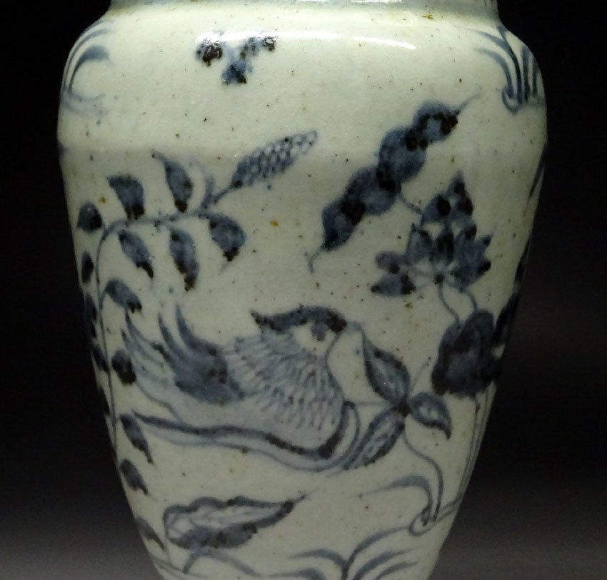 緑屋f□ 中国古玩 古染付 双耳 花瓶 唐物 時代物 i9/9-6903/26-2#60