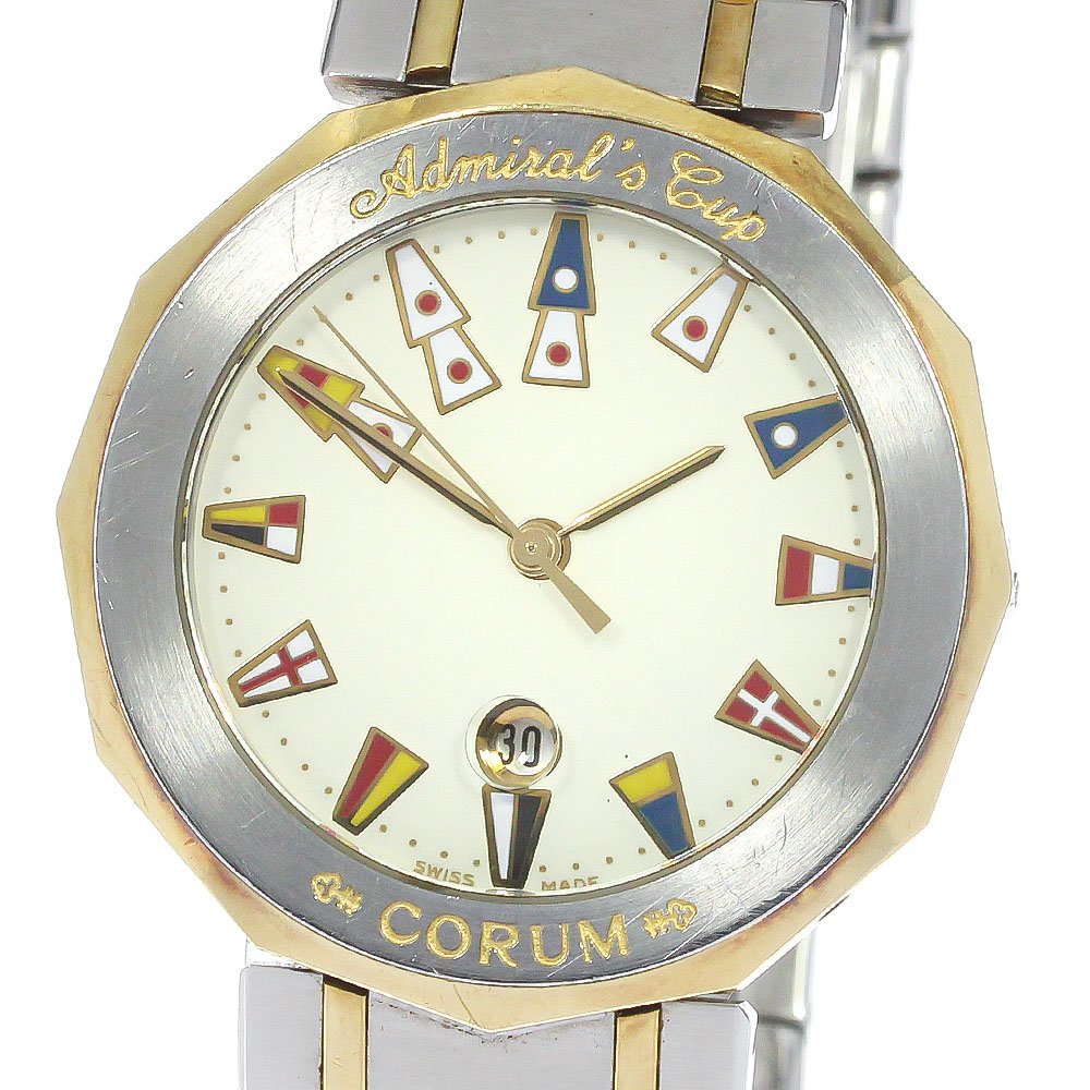 ジャンク コルム CORUM 99.810.21 V-52 アドミラルズカップ YGコンビ デイト クォーツ メンズ _781976