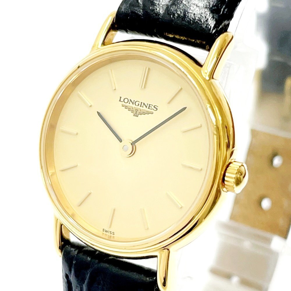 1円スタート】LONGINES ロンジン L4.137.2 GP×革ベルト ゴールド文字盤