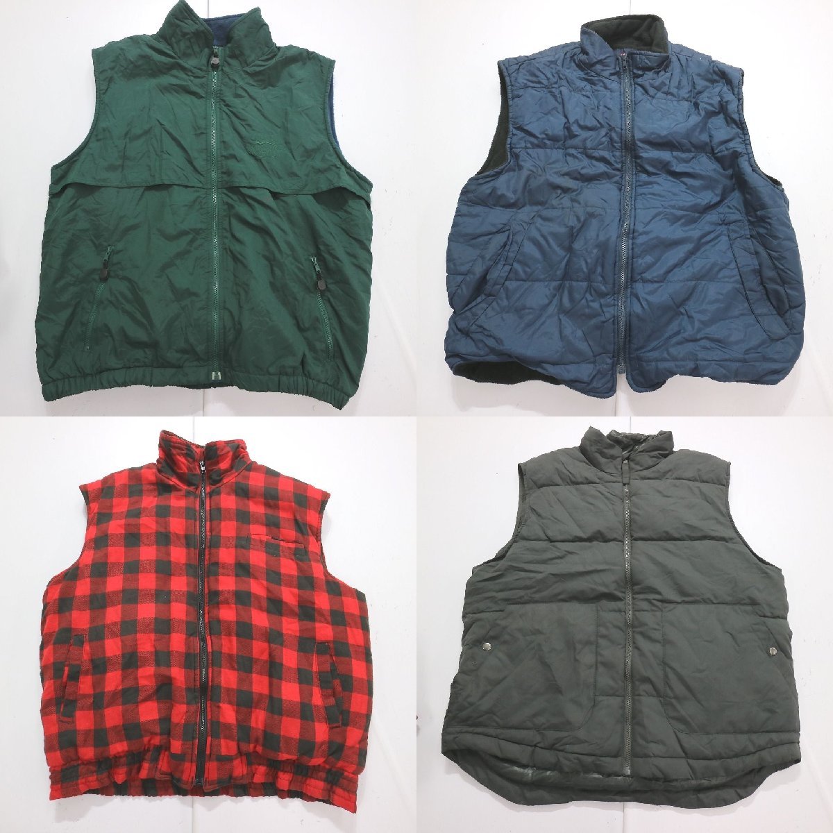 ◎ヘビーベスト set チェック柄 カラー系 他 (メンズXL/L） 4枚セット まとめ売り 古着卸 1円スタート JB10 MQ3601
