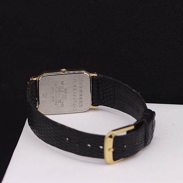 1円 稼働 良品 セイコー QZ 7731-5240 ドルチェ ゴールド文字盤