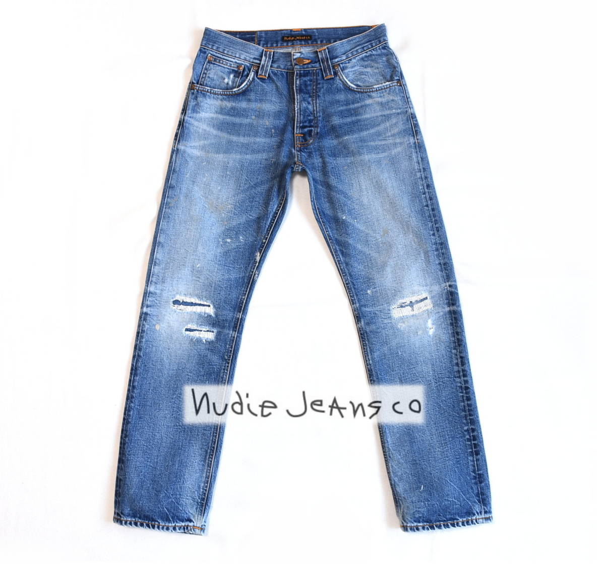 Nudie jeans (ヌーディージーンズ) ダメージ＆リペア加工デニムパンツ 