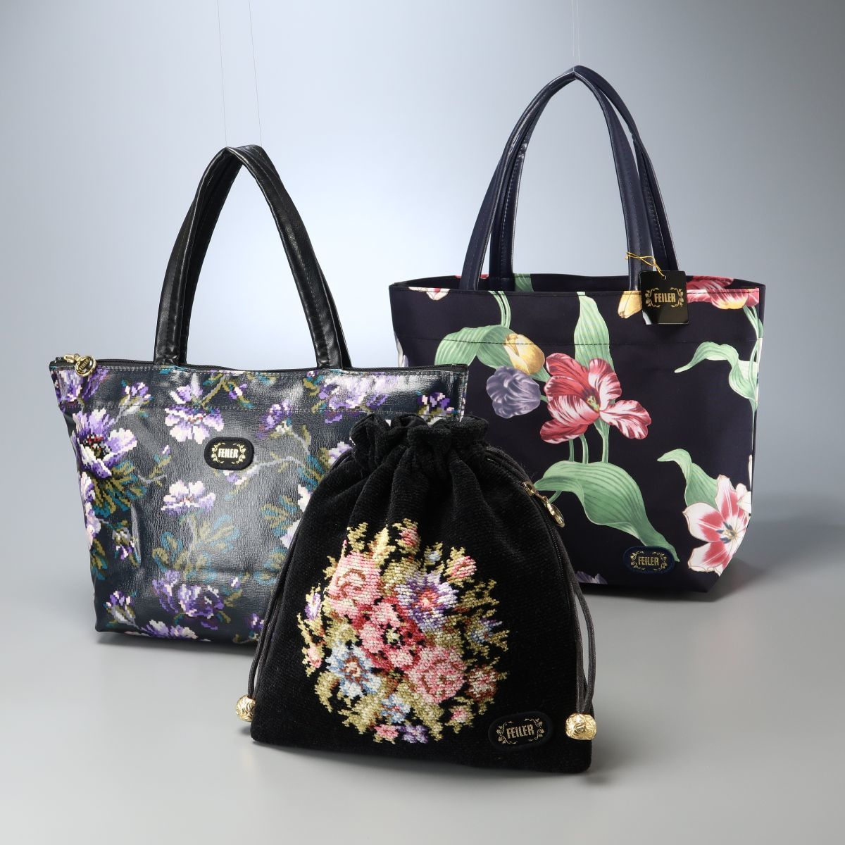MF7360▽3点セット*フェイラー/FEILER*プリーマアンジェリケ ファイユバッグ*シャノン*ヴィエンナ*ハンドバッグ*トートバッグ*巾着ポーチ