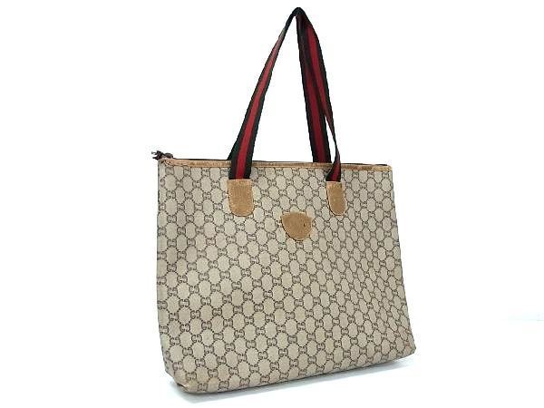 GUCCI オールドグッチ 1円 グッチ ヴィンテージ GG柄 PVC×レザー