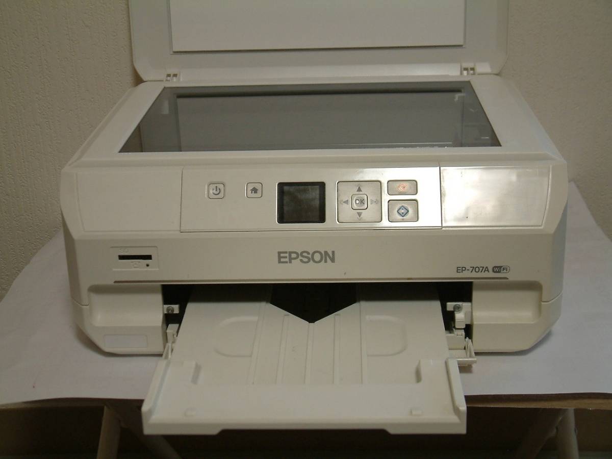 58 【現状品】 EPSON インクジェットプリンター ホワイト EP-707A 1円