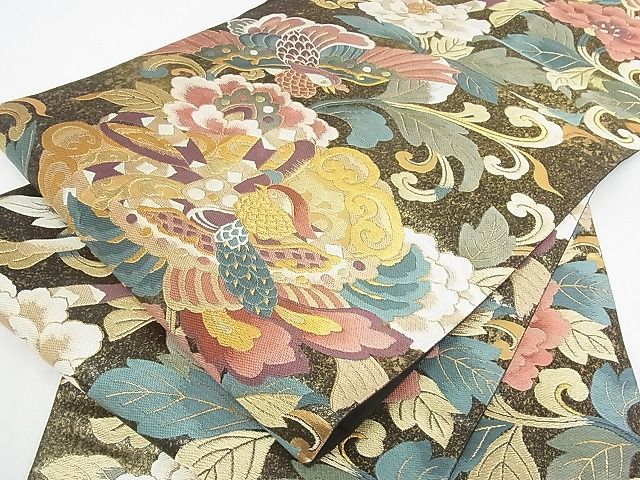 平和屋2□六通柄袋帯 花鳥春陽文 金糸 箱付き 逸品 wb7694