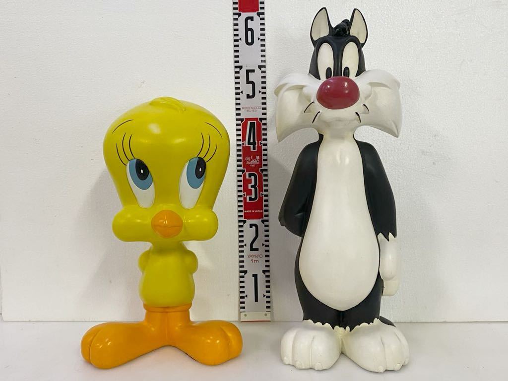 サ5308M★LOONEY TUNES/ルーニーテューンズ　シルベスターキャット＆トゥイーティ・トゥイーティ　フィギュア　2点　H:33.5ｃｍ・57ｃｍ★