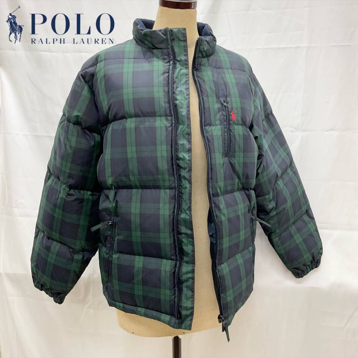 POLO RALPH LAUREN ダウンジャケット160サイズ グリーン×ネイビー 