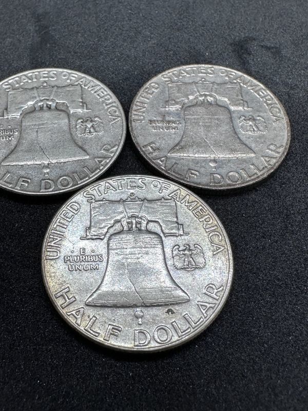 ⑨1951年/1958年/1962年 銀貨 アメリカコイン 50セント硬貨3枚 外国