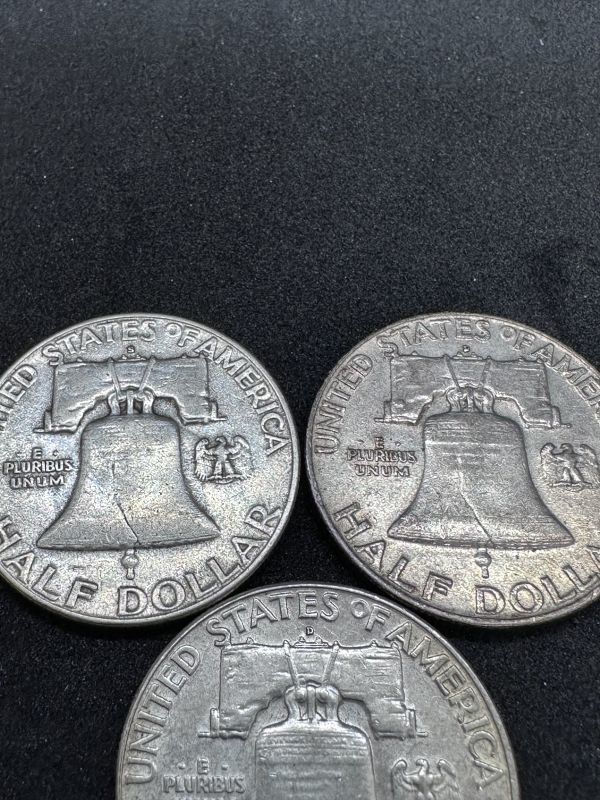 ⑨1951年/1958年/1962年 銀貨 アメリカコイン 50セント硬貨3枚 外国