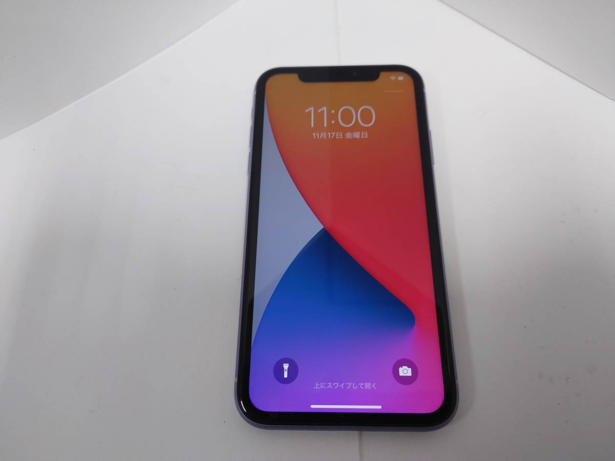 iPhone11 パープル 128G バッテリー77% sim解除済 Apple iPhone 11