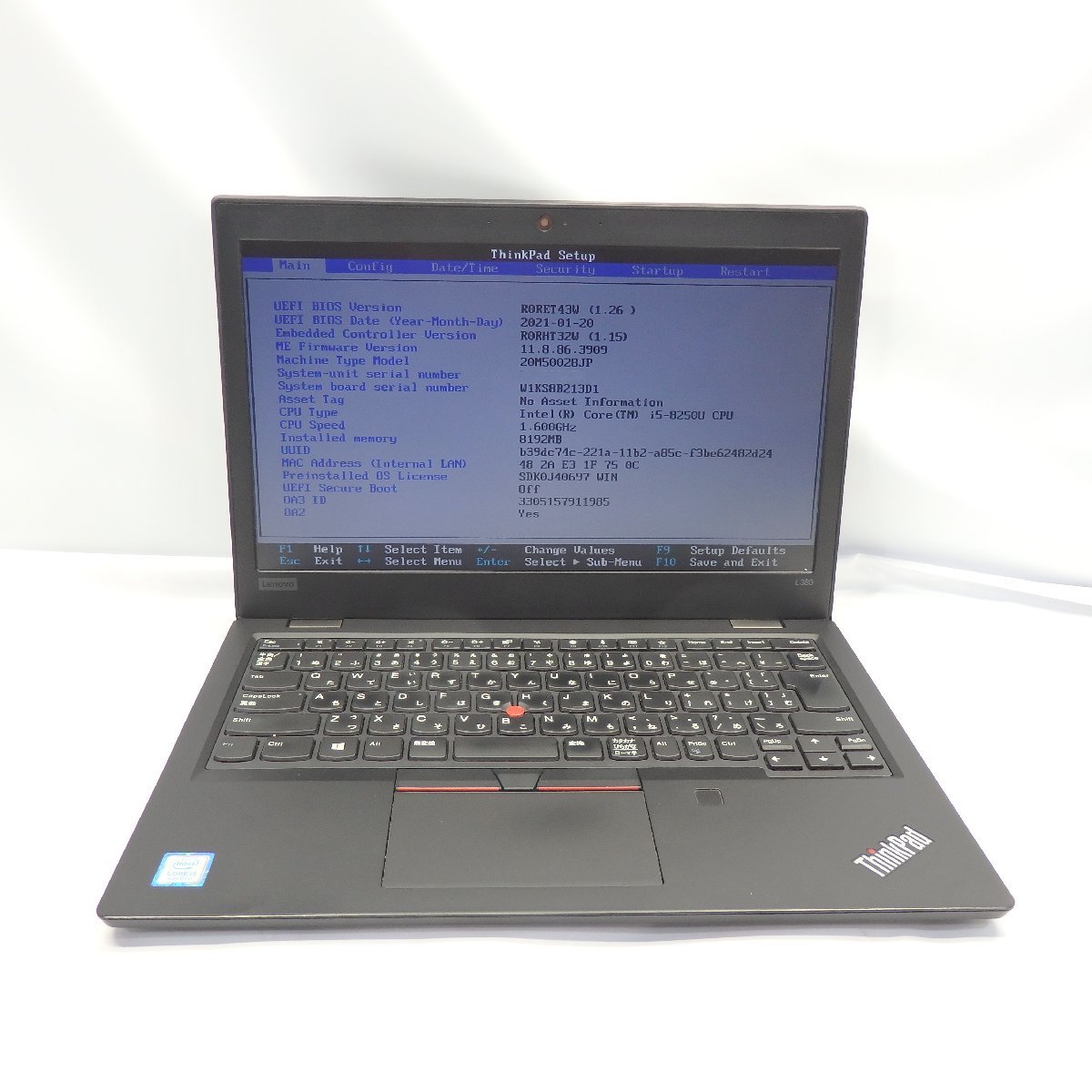 1円~【ジャンク】Lenovo ThinkPad X390 Core i5-8265U 1.6GHz/8GB