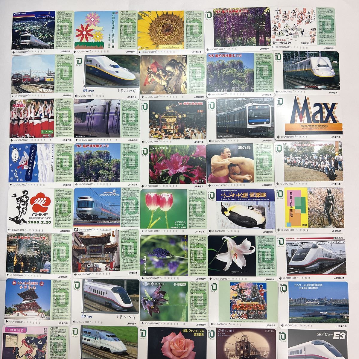 イオカード　JR東日本　一穴のみ50種まとめて　カシオペア・全日本花いっぱい大宮大会など