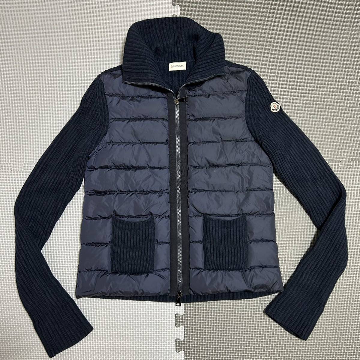 【極美品】MONCLER モンクレール　ニットダウン　カーディガン　ネイビー　M