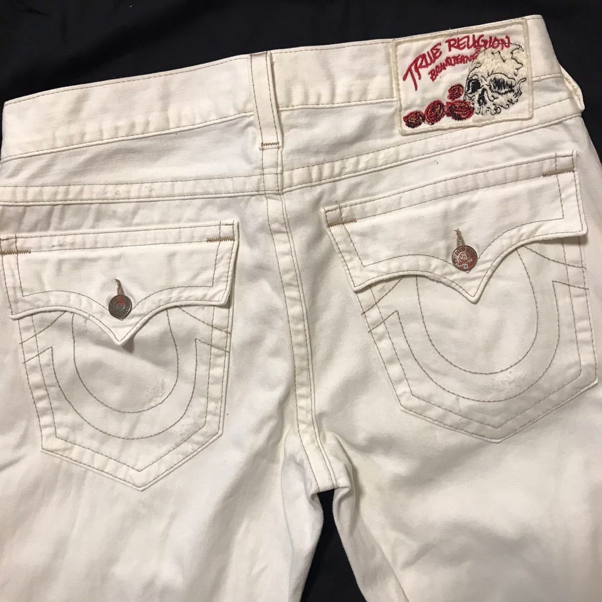 漢のオシャレ フラップポケット W34 TRUE RELIGION トゥルーレリジョン USA製 ホワイトデニム メンズ ジーパン フレア BILLY ビリー