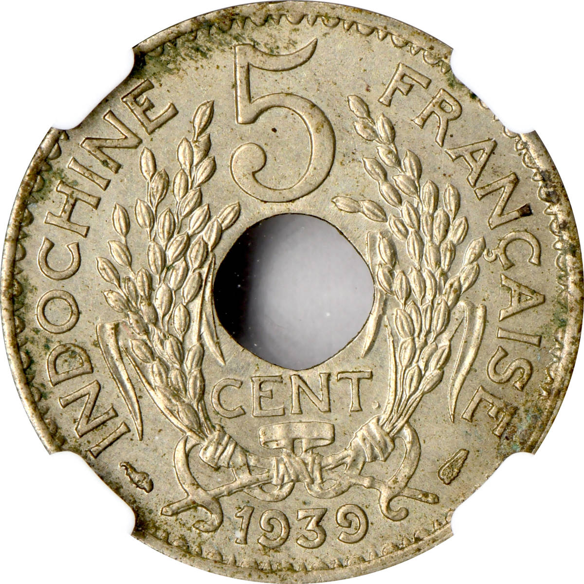 1円〜1939 フランス領インドネシア 5Cents NGC MS62 未使用 世界コイン