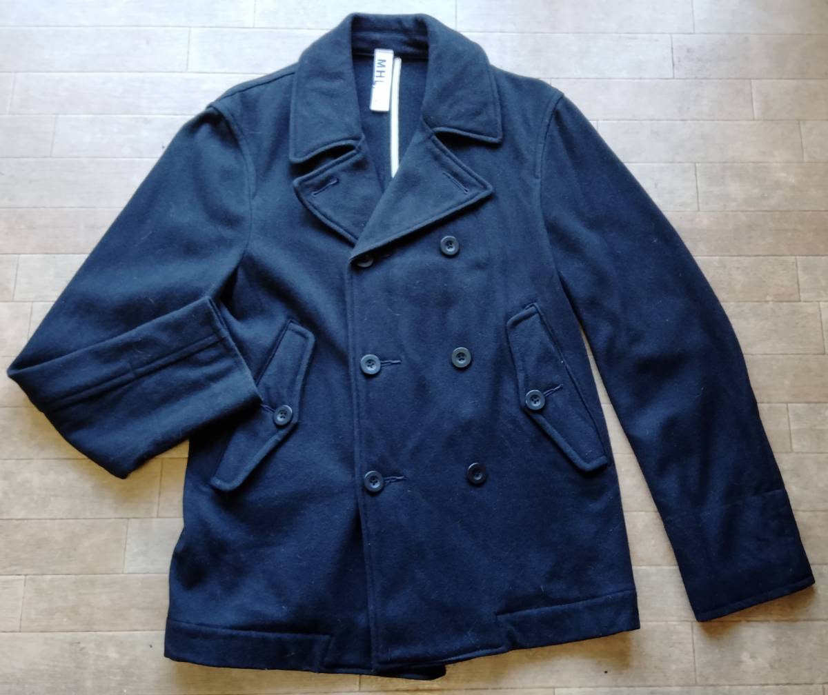 【希少】MHL. マーガレットハウエル ネイビー ピーコートサイズM マーガレットハウエル MHL. ピーコート Pコート ショート ウール L 紺