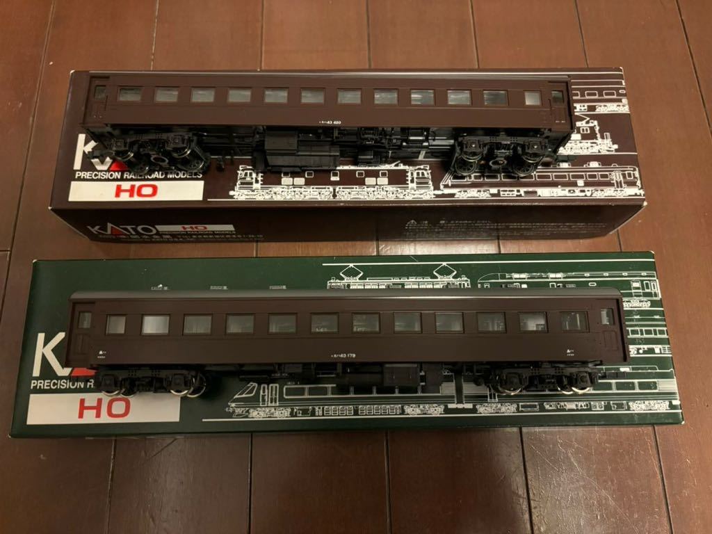KATO HO 1-506 旧客車 スハ43（茶色） 室内灯付き 2両セット ジャンク
