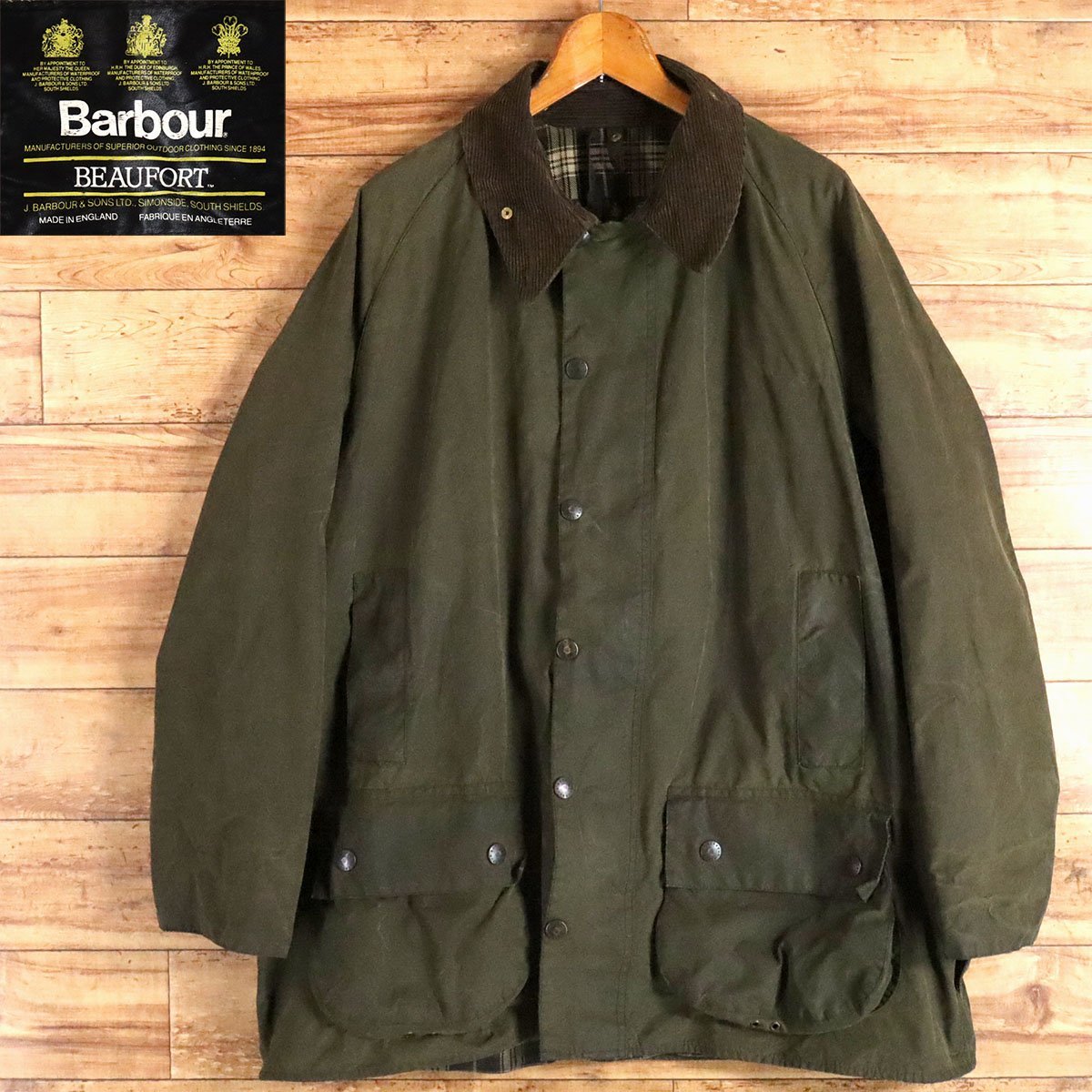 A5T/R10.10-3　 90s ビンテージ イギリス製 Barbour バブアー BEAUFORT ビューフォート オイルドジャケット オイルジャケット 3ワラント