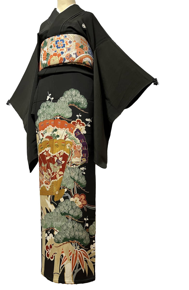 アンティーク　薔薇　刺繍帯　大正ロマン　4メーター3センチ位　六通柄 送料無料】アンティーク 開き 名古屋帯 黒 水色 黄色 バラ 刺繍 大正