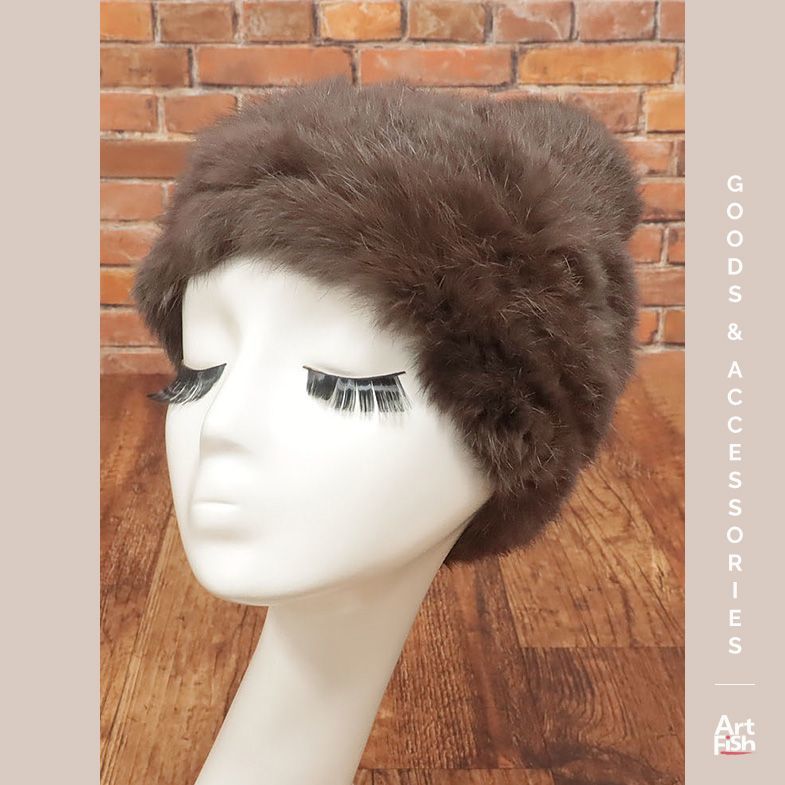 1円/VINCENT PRADIER/フリーサイズ/ラビットファー ニット帽 インポート ヴァンサンプラディエ 新品/茶色/ブラウン/hz748/