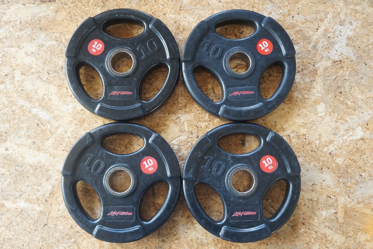 [QS][G942617S] 4点セット Life Fitness ライフフィットネス 10㎏ ウェイト プレート ダンベル バーベル フィットネス トレーニング機器 Life Fitness G4 0 devices Chest