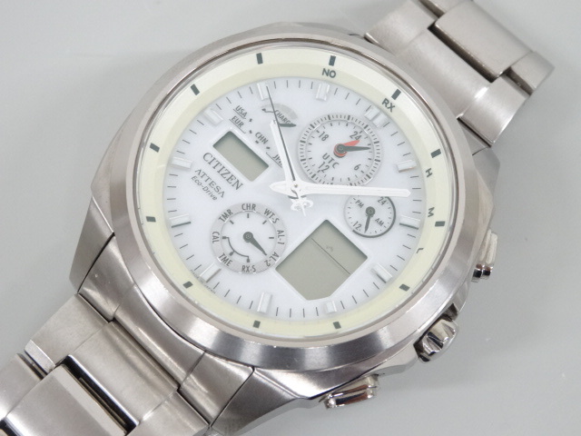 ジャンク CITIZEN シチズン ATTESA アテッサ eco-drive エコドライブ U680-T015603 電波ソーラー メンズ 腕時計 