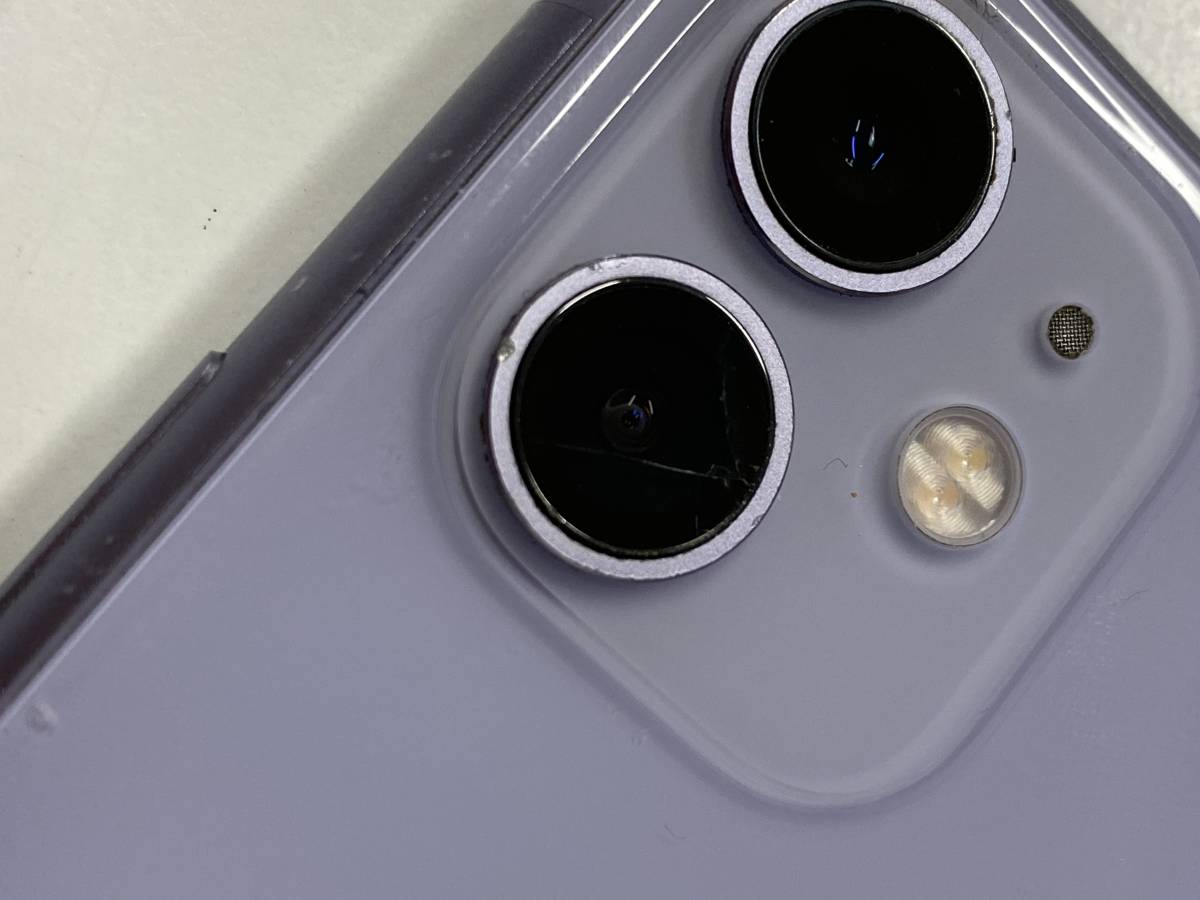正規品，得価 【背面割れ】ジャンク　iPhone11 64G SIMフリー　パープル　アップルストア購入品◯　アクティベーションロックなし　本体のみ　中古