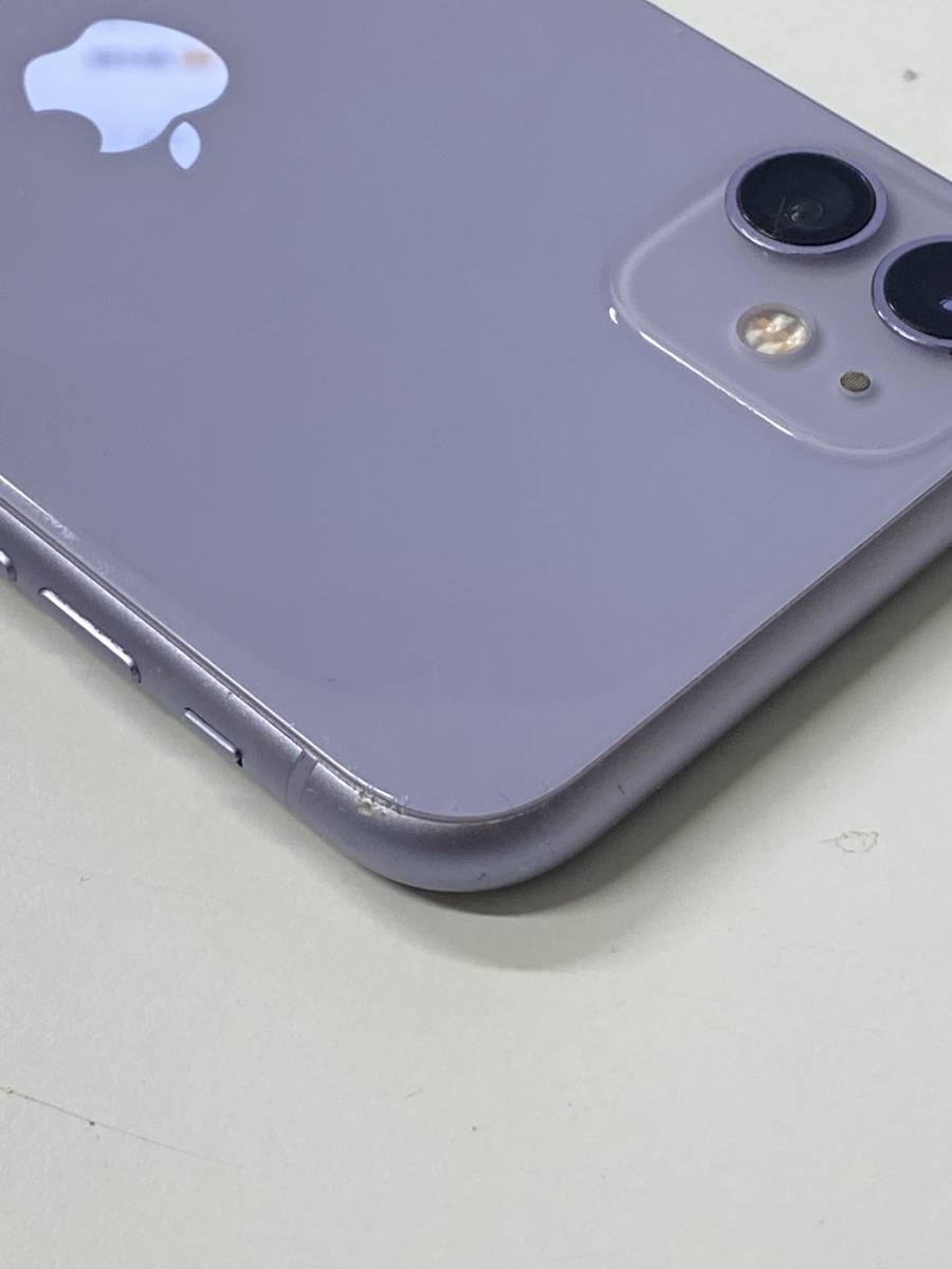 正規品，得価 【背面割れ】ジャンク　iPhone11 64G SIMフリー　パープル　アップルストア購入品◯　アクティベーションロックなし　本体のみ　中古