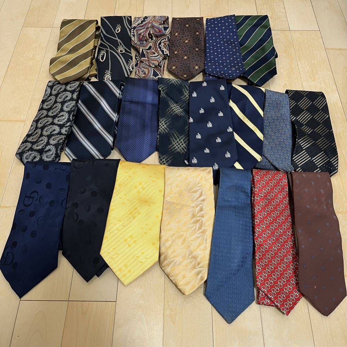【1円スタート】ブランドネクタイ 21本まとめ売り　GUCCI Christian dior HERMES Louis Vuitton CHANEL CELINE 