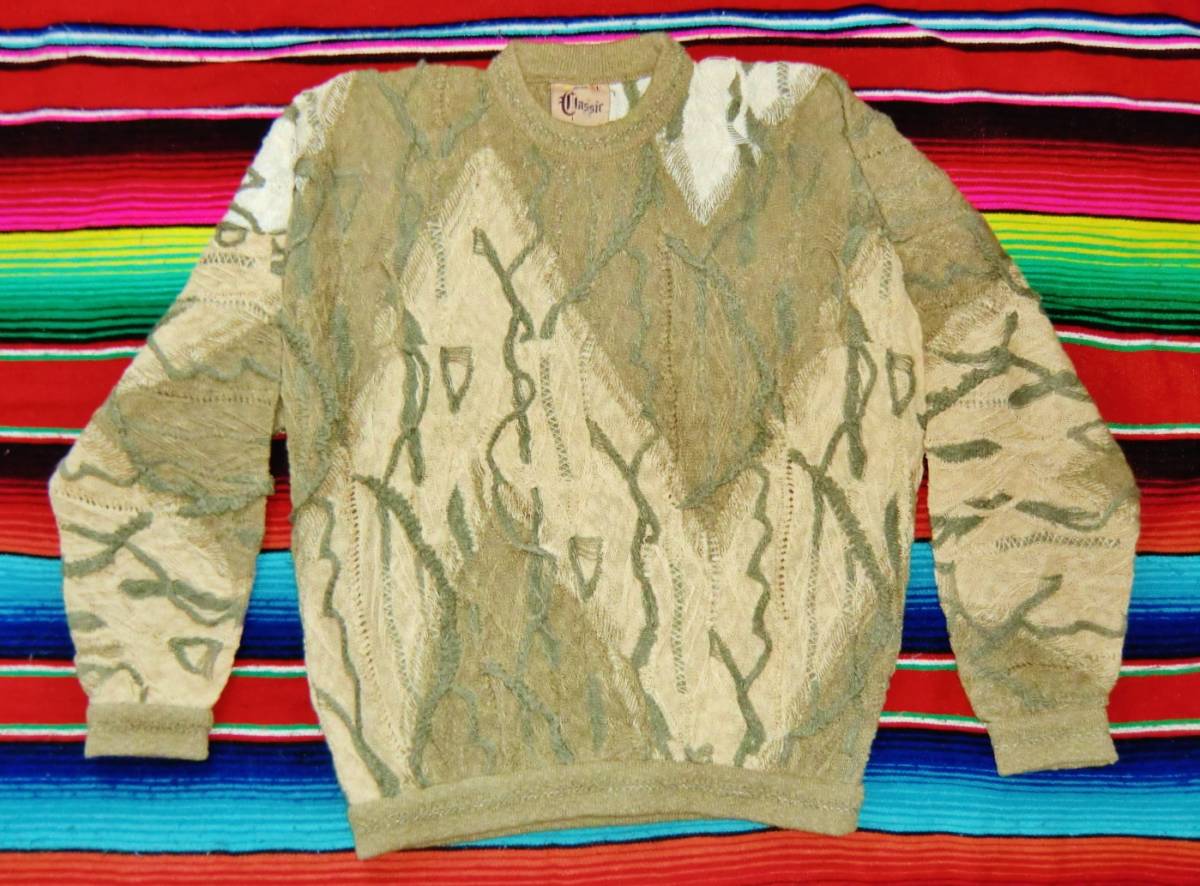 オーストラリア製3Dセーター　COOGI／クージー　リネン・コットン立体編みセーター　M～L程度の大きさ　着用感の少ないUSED