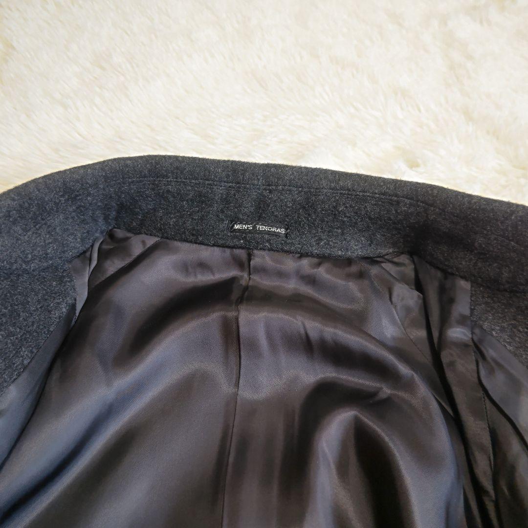 メンズティノラス チェスターコート ロングコート 黒 グレー アンゴラ