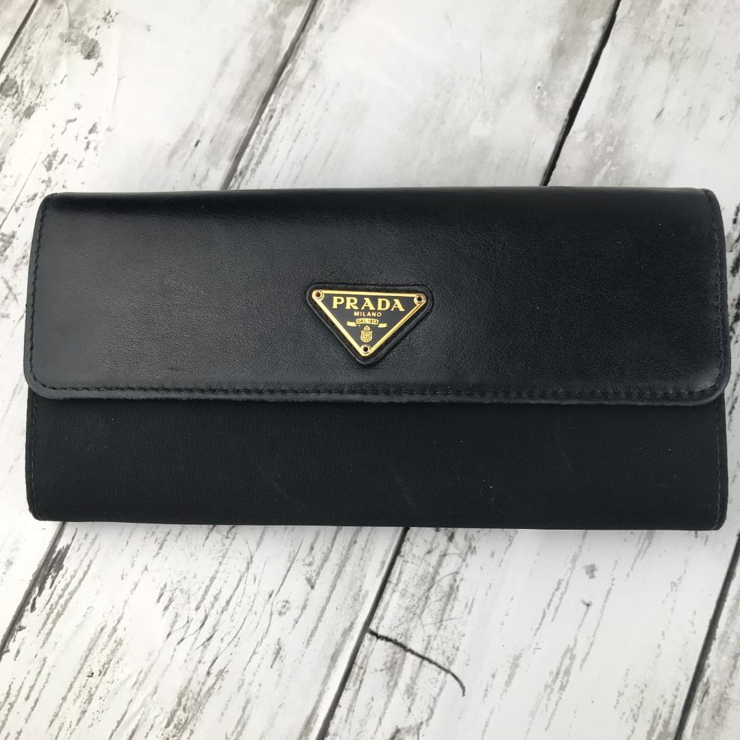 ☆美品・箱付☆ PRADA プラダ 財布 ウォレット ブラック 黒 長財布 