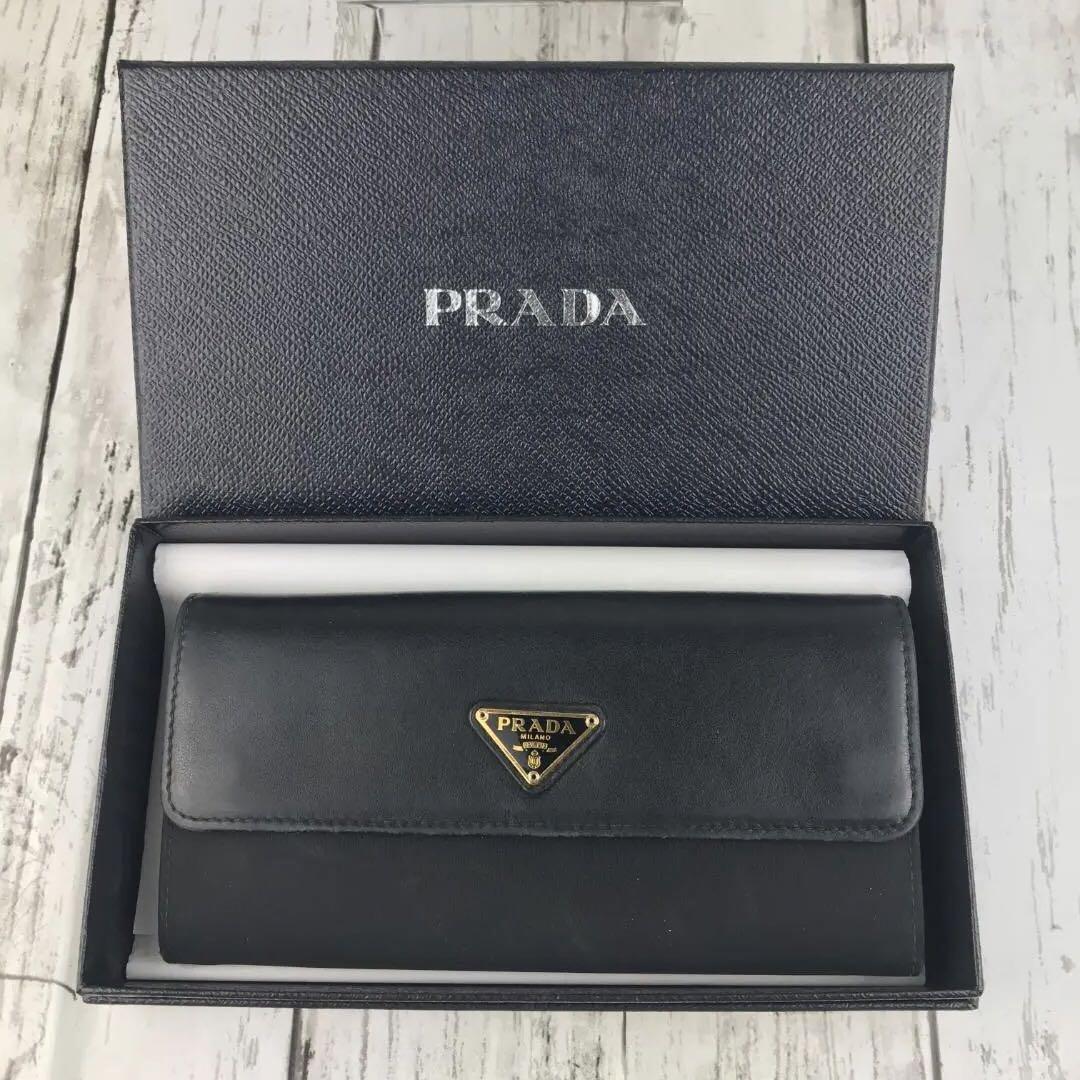 ☆美品・箱付☆ PRADA プラダ 財布 ウォレット ブラック 黒 長財布 