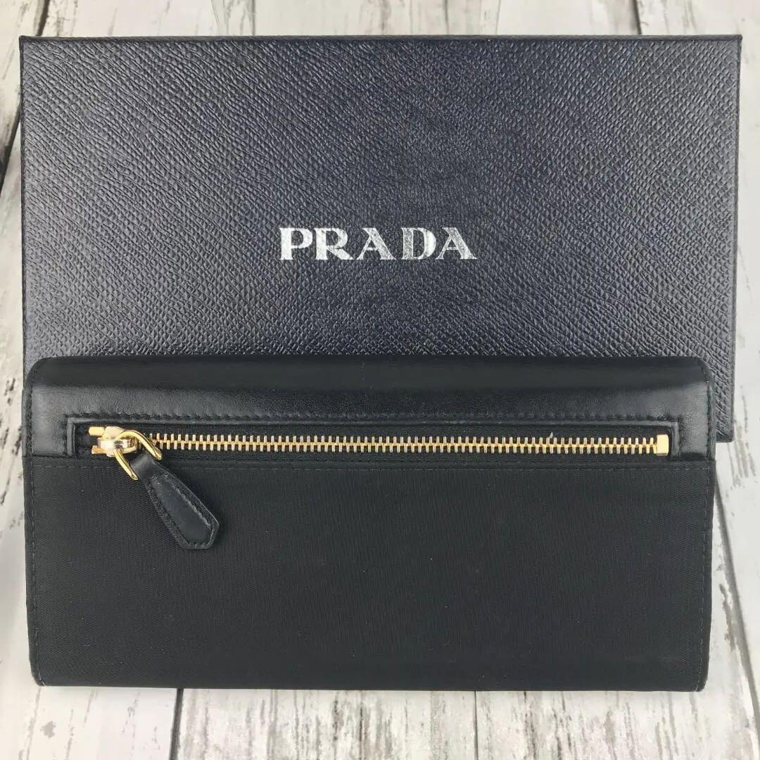 ☆美品・箱付☆ PRADA プラダ 財布 ウォレット ブラック 黒 長財布 