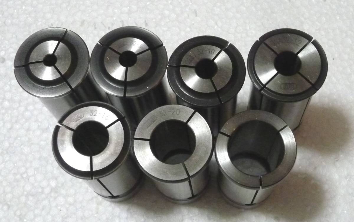 ストレートコレット　外径Φ32　内径Φ6，8，10，12，14，16，20　 7個セット　中古