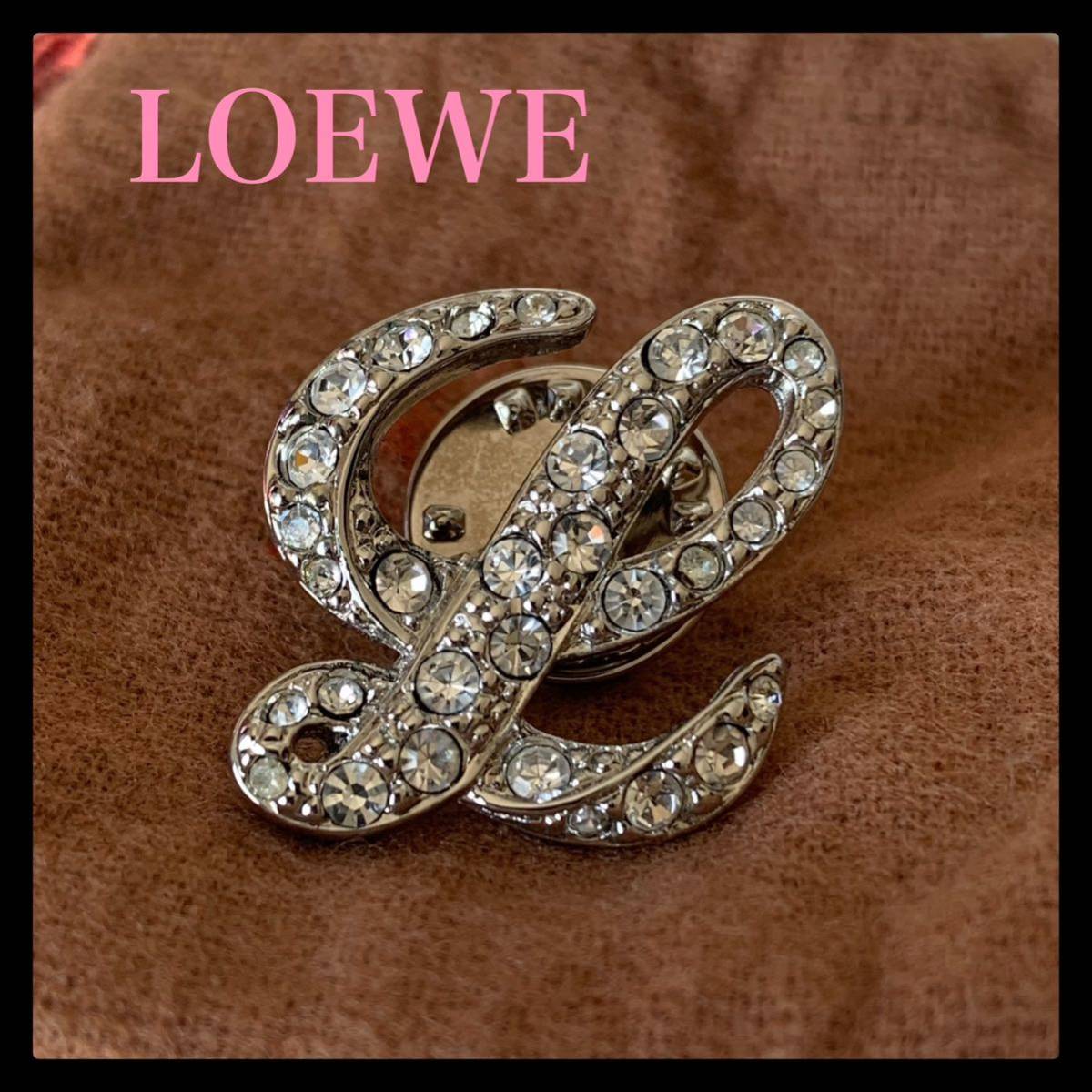 超希少】LOEWE ロエベ Lロゴ文字 ヴィンテージ ブローチ シルバー 