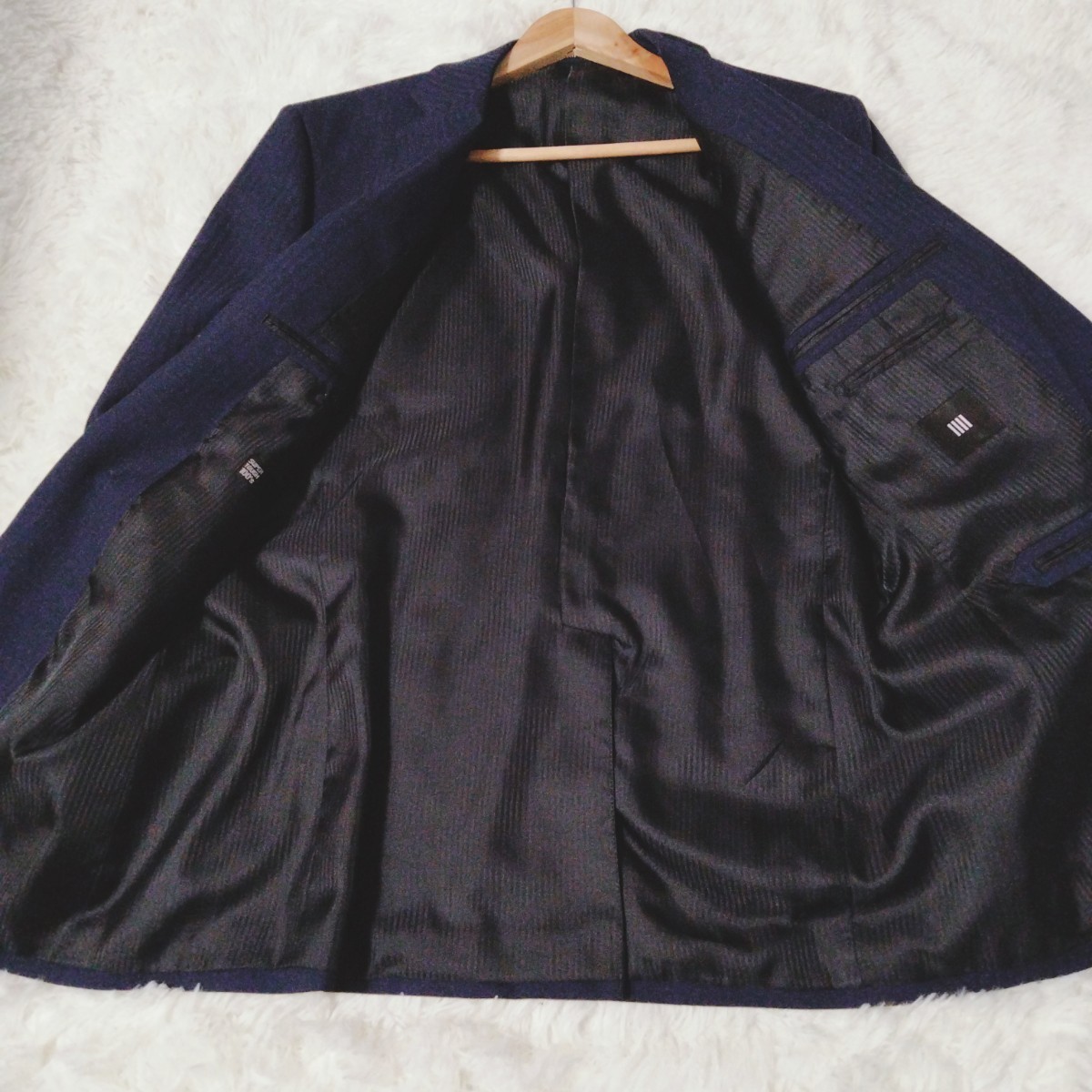 スーツセレクト SUIT SELECT セットアップ ストライプ ネイビー 上下