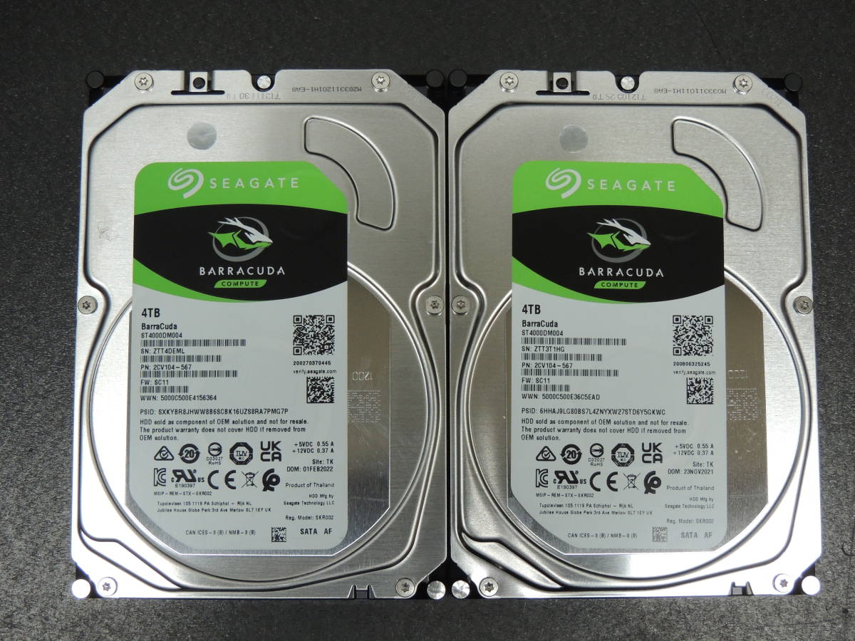 【2台まとめ売り/検品済み】SEAGATE 4TB HDD ST4000DM004 【使用時間560h・587h】 管理:ト-43