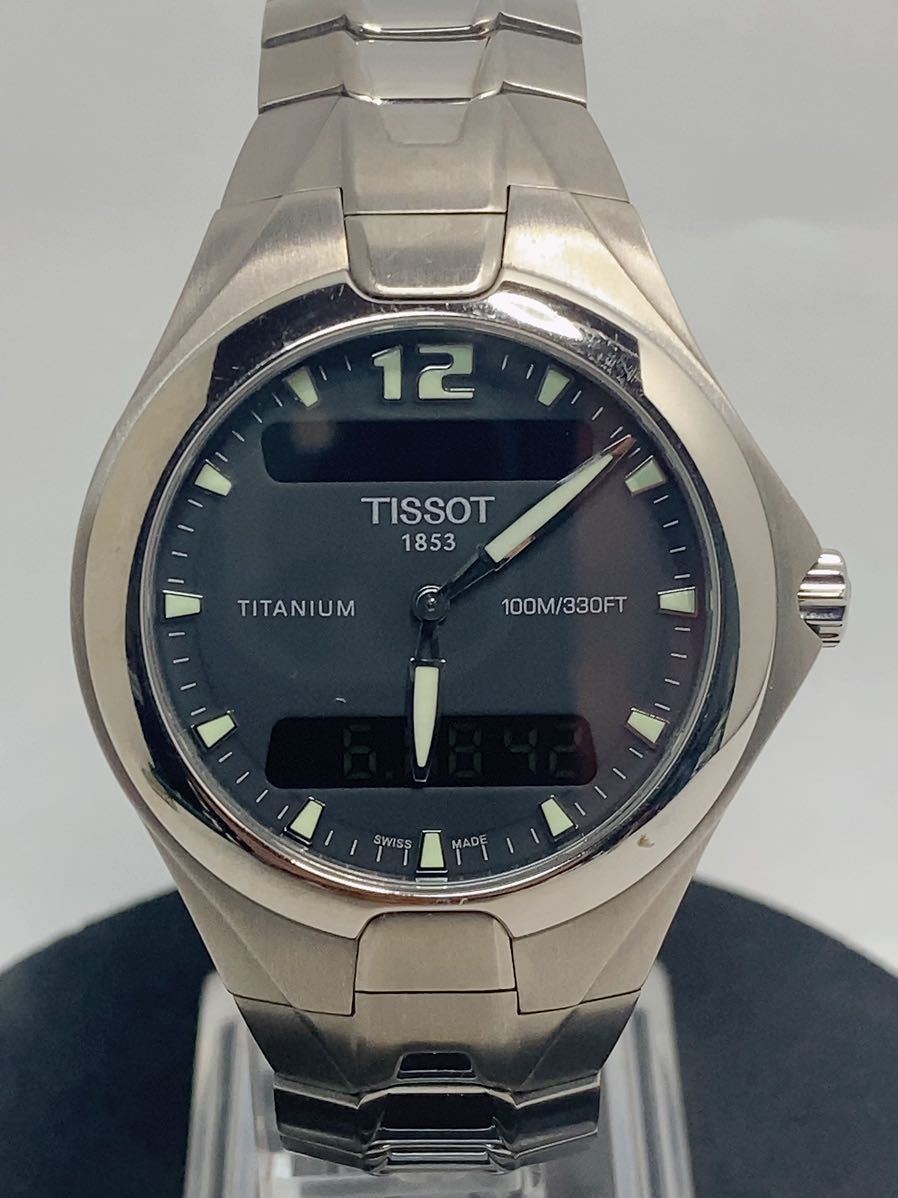 TISSOT ティソ T790 稼働品 メンズ 腕時計 クオーツ オール チタン製 アナデジ スイス製 SWISS MADE 希少