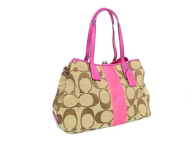 COACH トートバッグ シグネチャー キャンバス レザー がま口 COACH