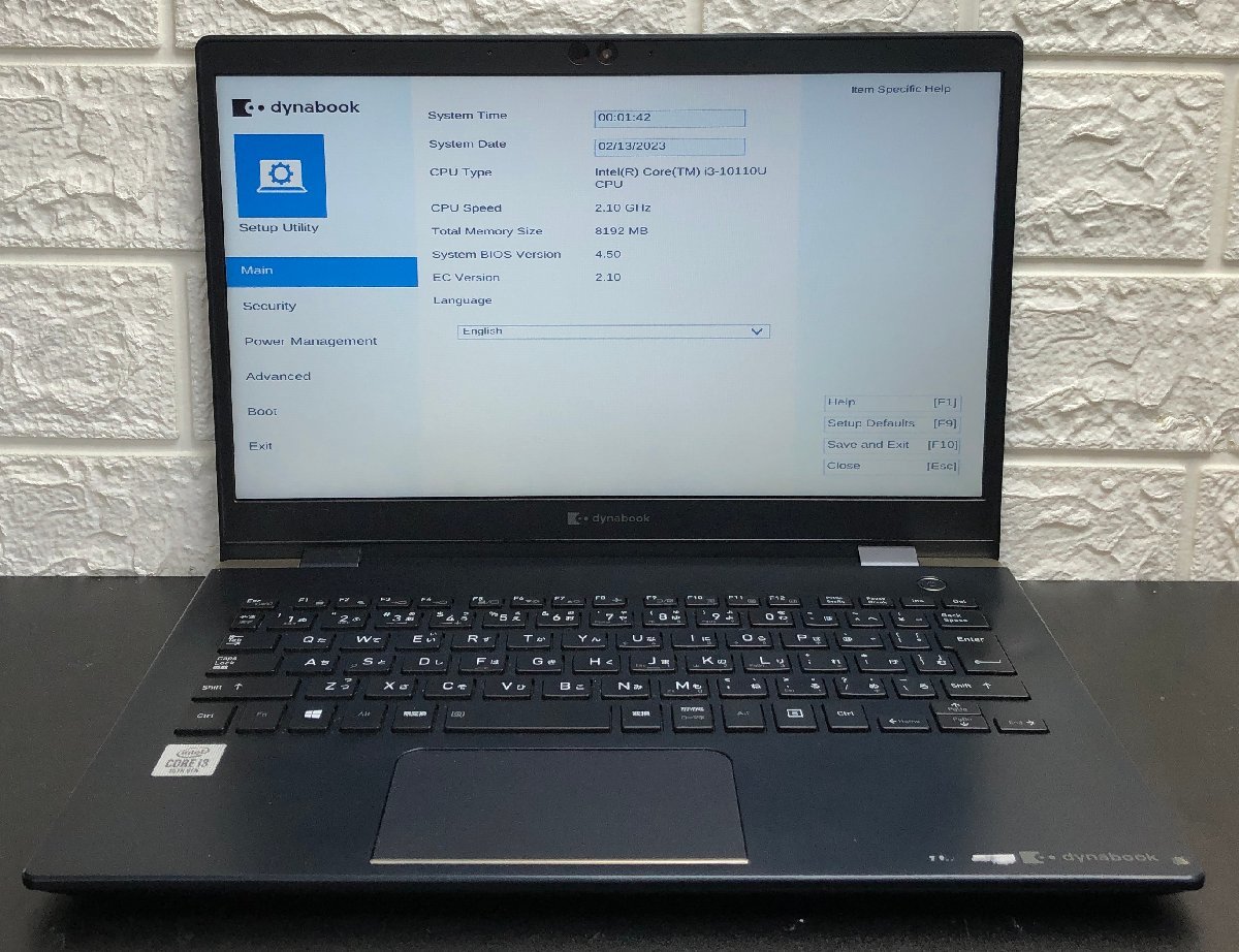 1円～ ■ジャンク dynabook G83/FP / 第10世代 / Core i3 10110U 2.10GHz / メモリ 8GB / ストレージ欠品 / 13.3型 / OS無 / BIOS起動可