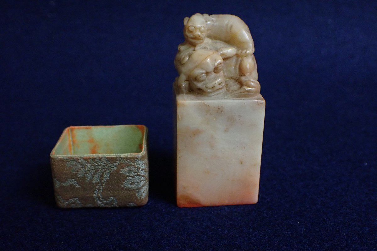 ★120718 中国 印材 獅子 玉 石 書道具 中国美術 アンティーク★