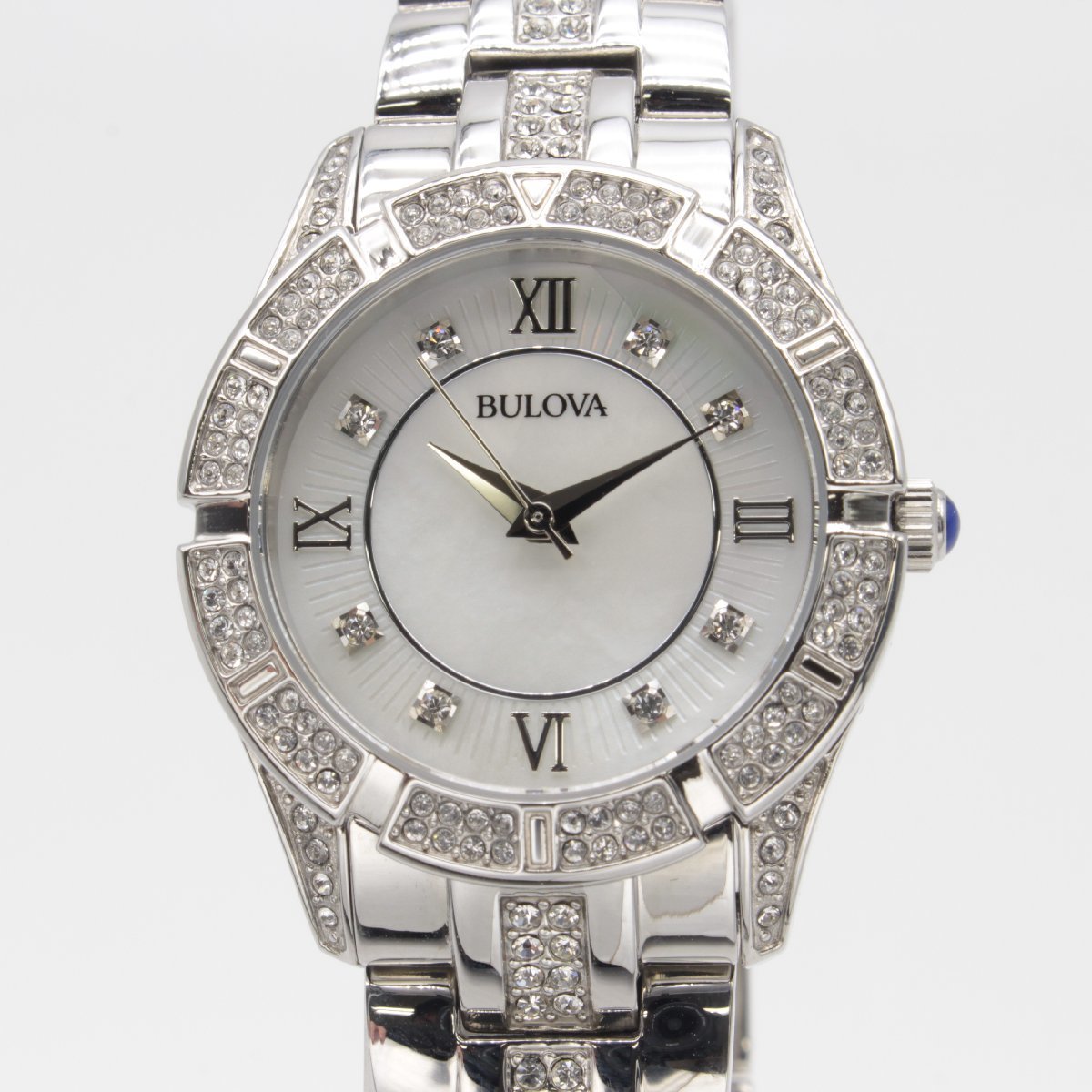 0714△ Bulova 腕時計 96L116 クォーツ ジルコニア CZ きらきら